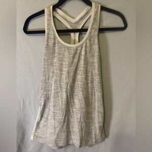 Lululemon Women's Gray and White Stripe Tank Top